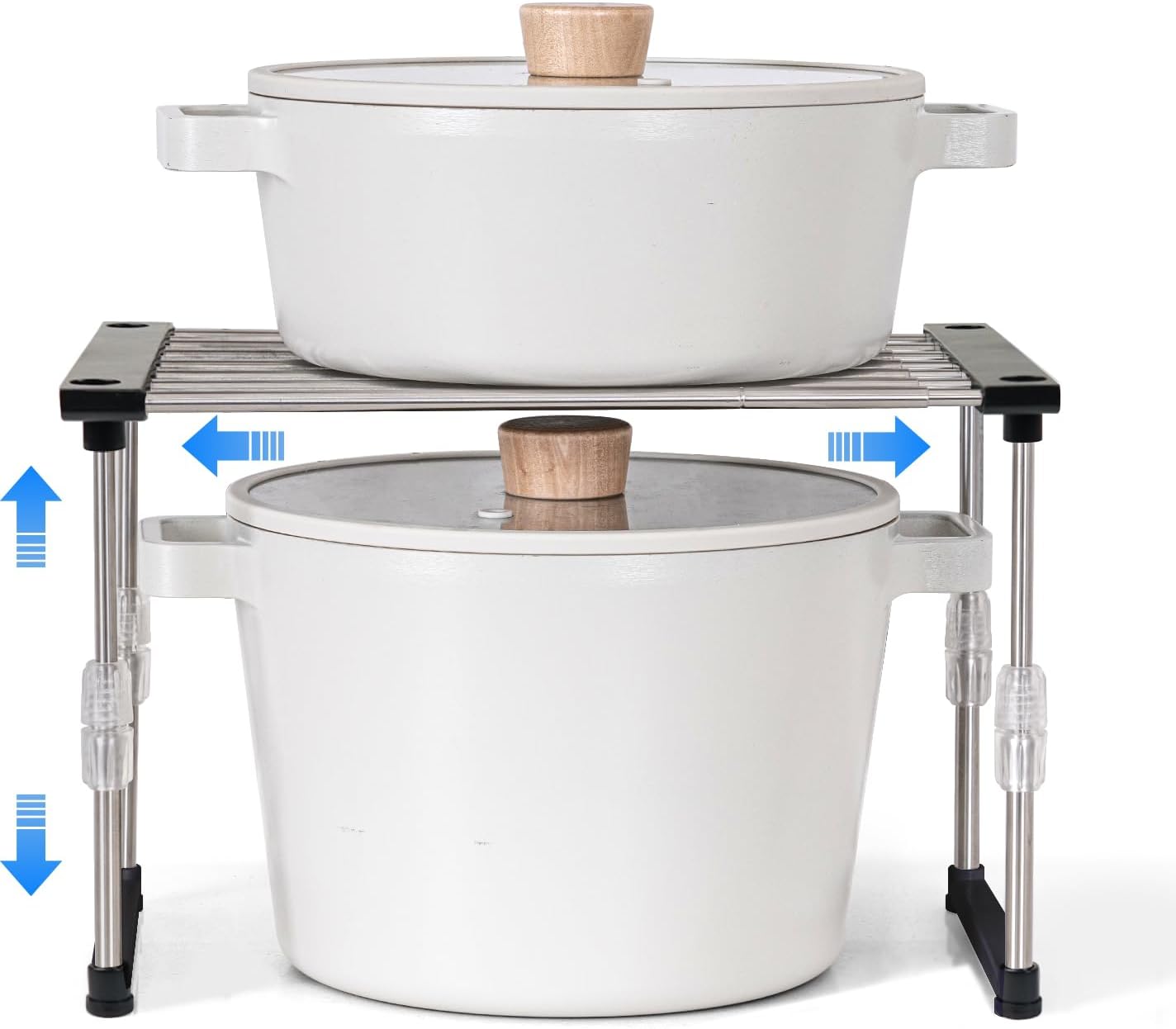 carrotez Expandable Cabinet Organizer, Set of 1 Width & Height-Adjustable Kitchen Cabinet Organizer Shelf, Stackable Kitchen Counter Shelf, 11.8~19.6 x 7.8 x 5.9~9" Black