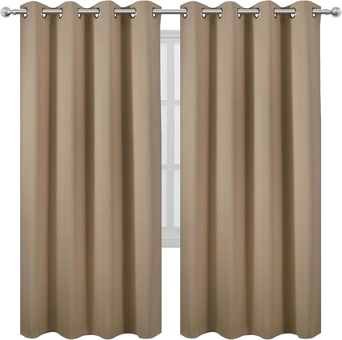 LEMOMO Blackout Curtains 66 x 72 Inch Long Natural Curtains Set of 2 Panels - Image 2
