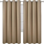 LEMOMO Blackout Curtains 66 x 72 Inch Long Natural Curtains Set of 2 Panels - Image 2