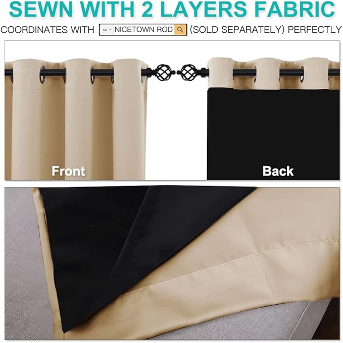 NICETOWN Thermal Insulated 100% Blackout Curtains, Cold Noise Reducing - Image 5