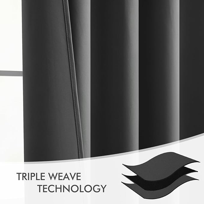 MIULEE Back Tab Grey Blackout Curtains 108 Inch Long 2 Panels Set - Image 7