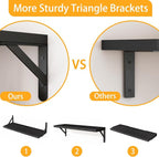 Fixwal Black Shelves for Wall, Wood Wall Mounted Floating Shelves for Bedroom - Image 4