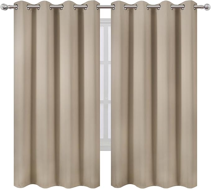 LEMOMO Khaki Blackout Curtains 66 x 63 Inch Length/Set of 2 Curtain - Image 2