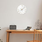 Round Marble Battery Wall Clock Modern 14 Inch White Minimalist Wall Clock - Image 3
