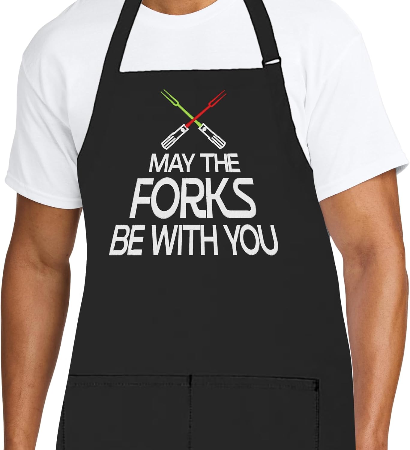 Personalized Chef Apron for Men, Custom Embroidered Design, Professional Kitchen Cooking BBQ Grilling for Dad, Decorated in USA