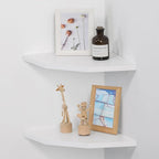Corner Wall Shelves Set of 2, Rustic Wood Corner Floating Shelves - Image 2