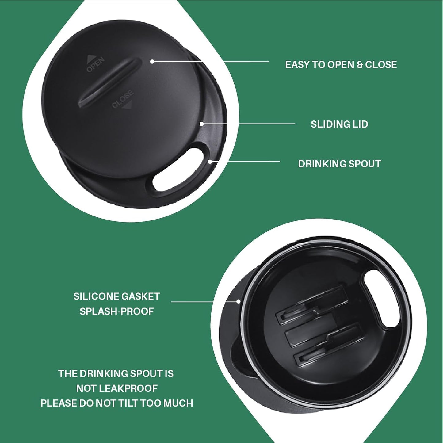 Ideus 16 oz (470 ml) Insulated Coffee Mug with Handle and Lid, Double Wall Stainless Steel Vacuum Thermal Coffee Mug, Travel Coffee Cup Thermal Cup for Home and Office (Green Zebra)