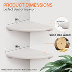 Gieanoo Floating Corner Shelves Set 2 9inch White Solid Oak Rounded Corner - Image 2