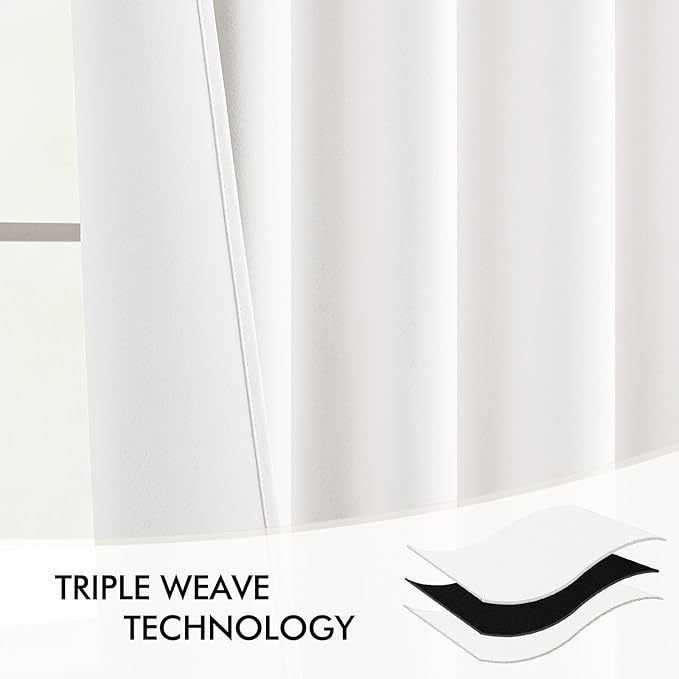 MIULEE Pure White Back Tab Light Blocking Curtains 72 Inch Length 2 Panels Set - Image 7