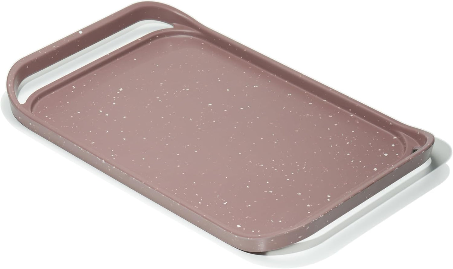 LINE+ARC Waterproof, Easy-to-Clean, 18"x12" Serving Tray Extra Large Handles (Mauve) 100% Food-Grade Melamine for Breakfast, Dinner, Bed, Tea, Crafts, Decorative, TV, Couch, Outdoor, Patio
