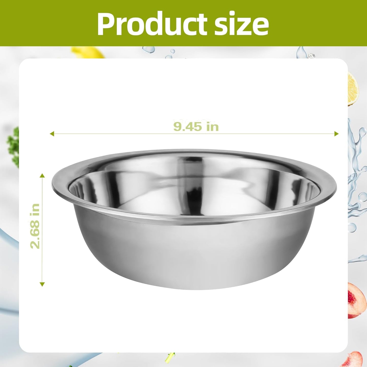 12 Pack 9.45 x 2.68 Inch Stainless Steel Mixing Bowls for Bulk Food Prep with Nesting Design for Hotel Restaurant and Home Kitchen Cooking in Silver