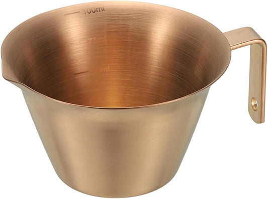 uxcell 1 Pcs Stainless Steel Espresso Cup with Handle, V-Shaped Mouth Espresso Measuring Cup with Scale for Preparing Coffee, Cocktails, 3.4OZ/100ML (Rose Gold)