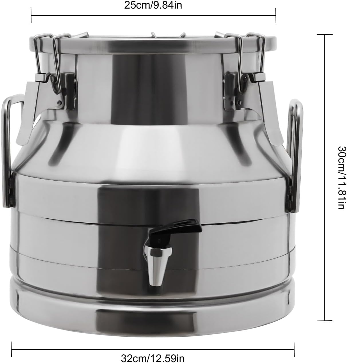 Stainless Steel Milk Bucket With Faucet, Milk Can Large Liquid Container Storage,Sealing Lid and Carry Handle,for Wine, Oil Storage Transport (12L/3.2Gal,w/Faucet)