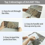 AULIGET 20-Piece Beige & Brown Slate Peel and Stick Backsplash Wall Tiles - Image 6