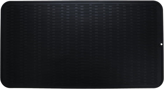 Silicone Dish Drying Mat for Multiple Usage,Easy clean,Eco-friendly,Heat-resistant Silicone Mat for Kitchen Counter or Sink,Refrigerator or Drawer Liner Black 4XL 32 inches x 18 inches