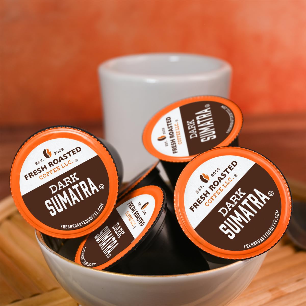 Fresh Roasted Coffee, Dark Sumatra Mandheling |100% Single Origin | Dark Roast, 24 Pods for K Cup Brewers