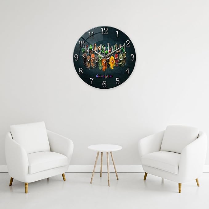 Kitchen Wall Clocks Battery Operated 14 Inches Glass Decorative Clocks - Image 3