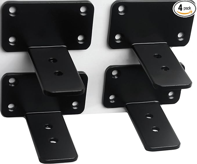 4 Pack - 3 inch Black Hidden L Shelf Bracket Iron Floating Shelf Brackets by MHMYDZ