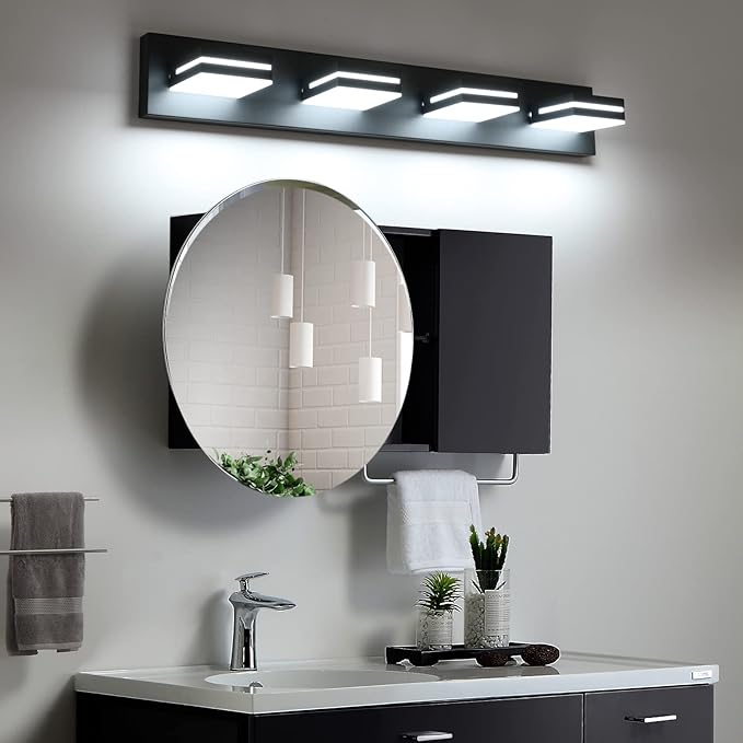 SineRise LED Modern Bathroom Vanity Light Fixtures, Matte Black Modern Acrylic - Image 4