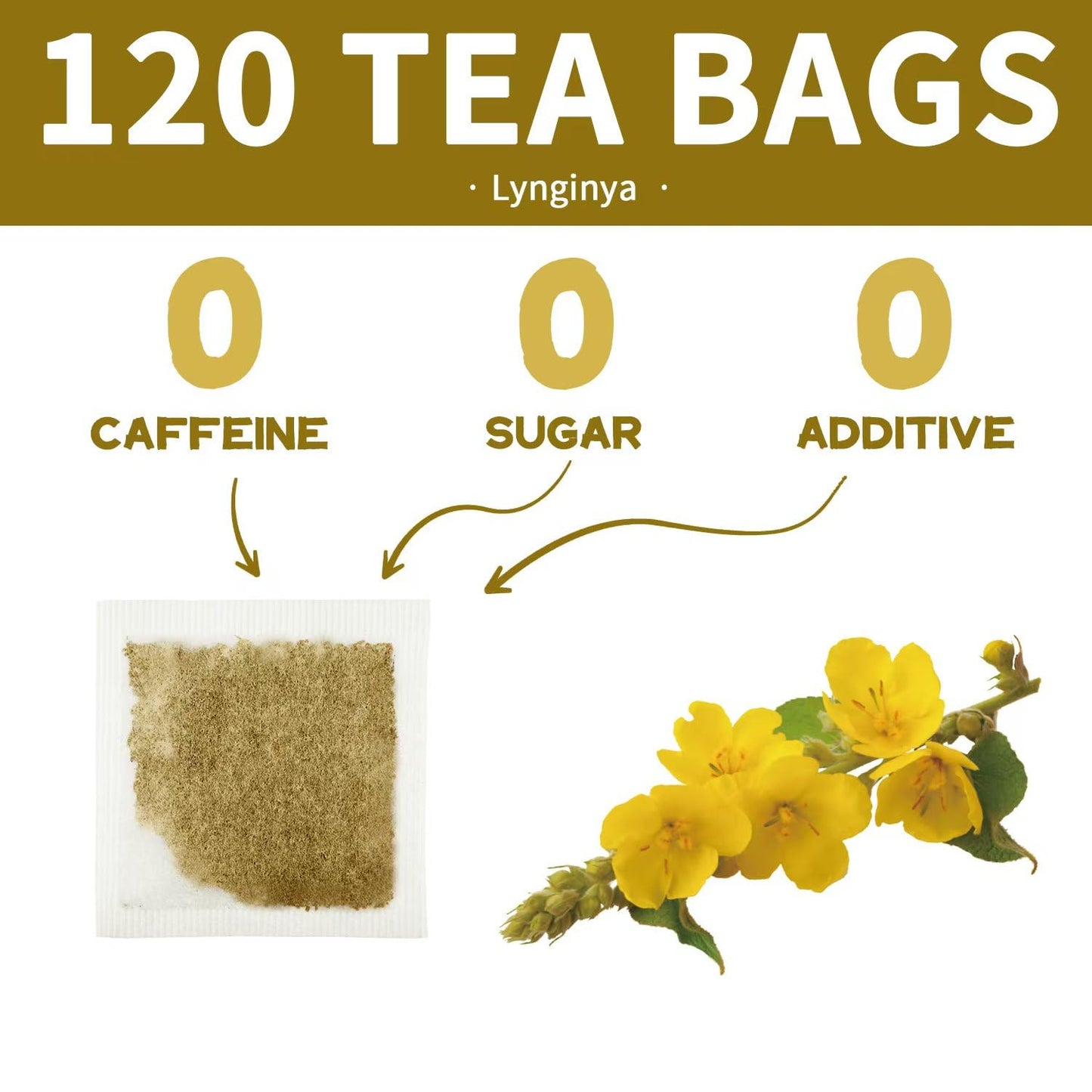 Lynginya Mullein Leaf Tea Bags, 60 Tea Bags (Pack of 2) - Premium Mullein Leaf - Natural Herbal Tea - Earthy & Mild - No Sugar & No Caffeine - Total 120 Bags