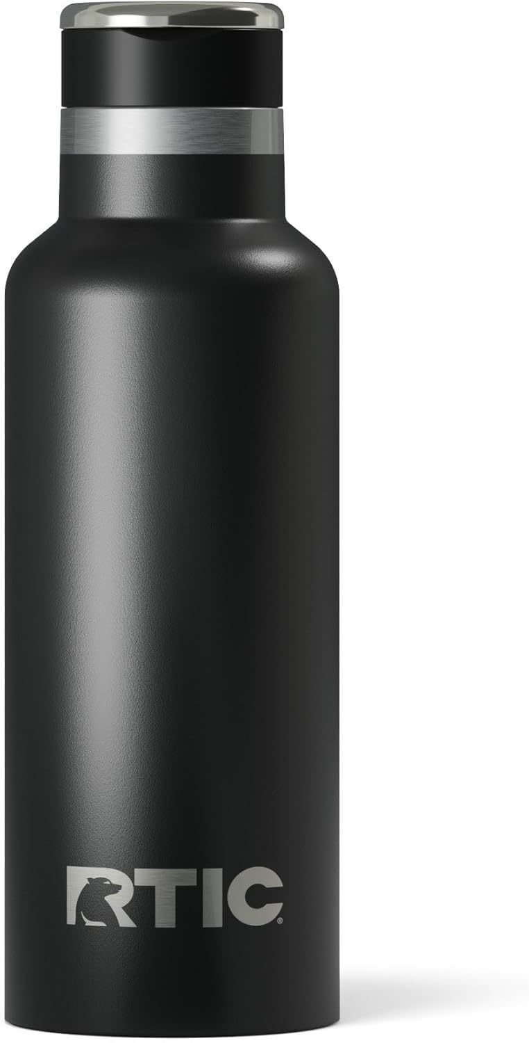 RTIC 16oz Journey Bottle Metal Stainless Steel Vacuum Insulated, BPA Free, Reusable, for Water, Hot and Cold Drinks, Travel, Sports, Camping, Black