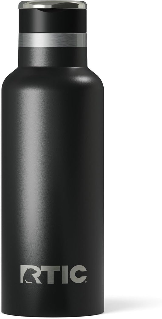 RTIC 16oz Journey Bottle Metal Stainless Steel Vacuum Insulated, BPA Free, Reusable, for Water, Hot and Cold Drinks, Travel, Sports, Camping, Black