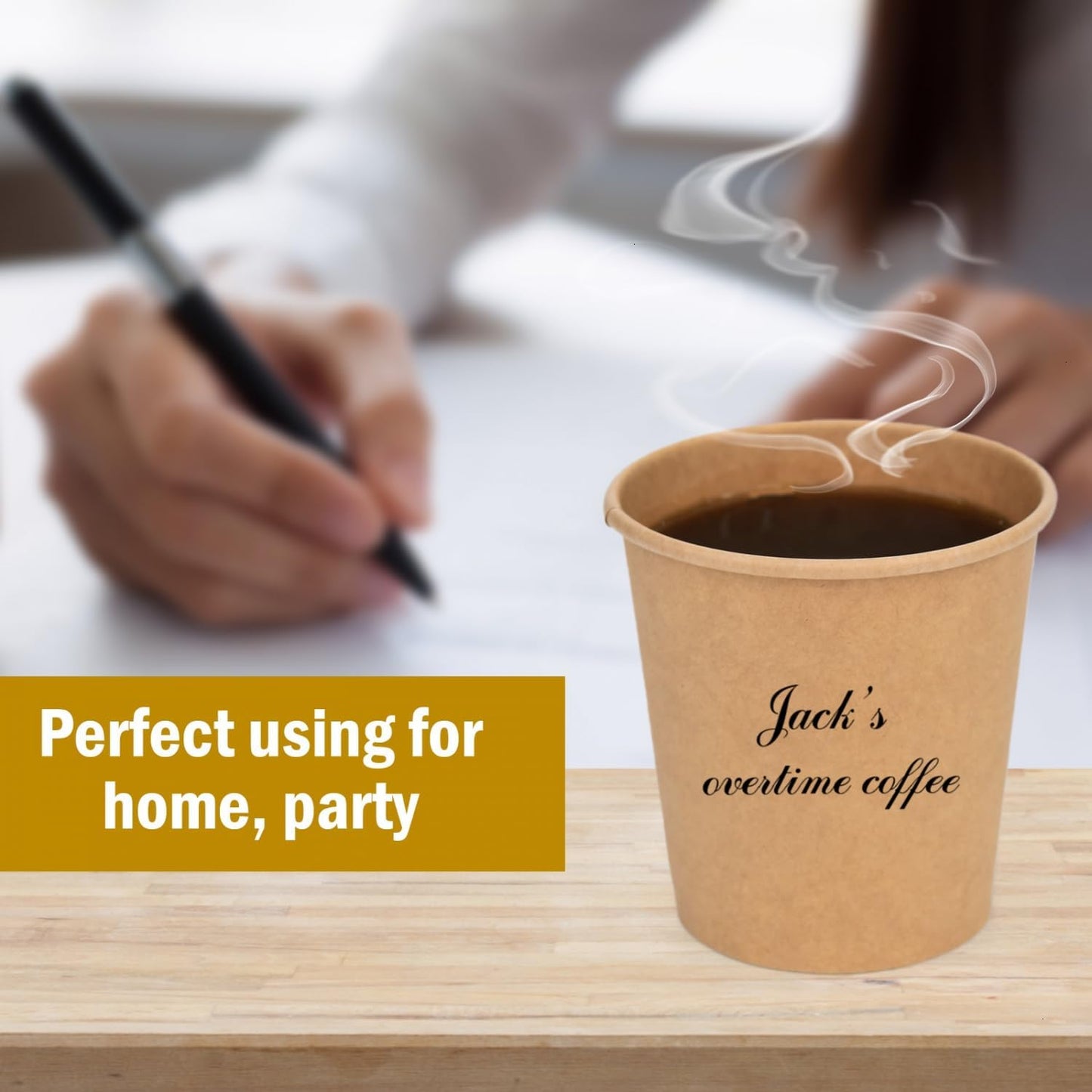 6 oz Kraft Paper Cups - 500 Pcs Disposable Paper Cups Hot Cold Beverage Drinking Cup for Coffee, Water, Tea, Juice, Espresso & Cortado