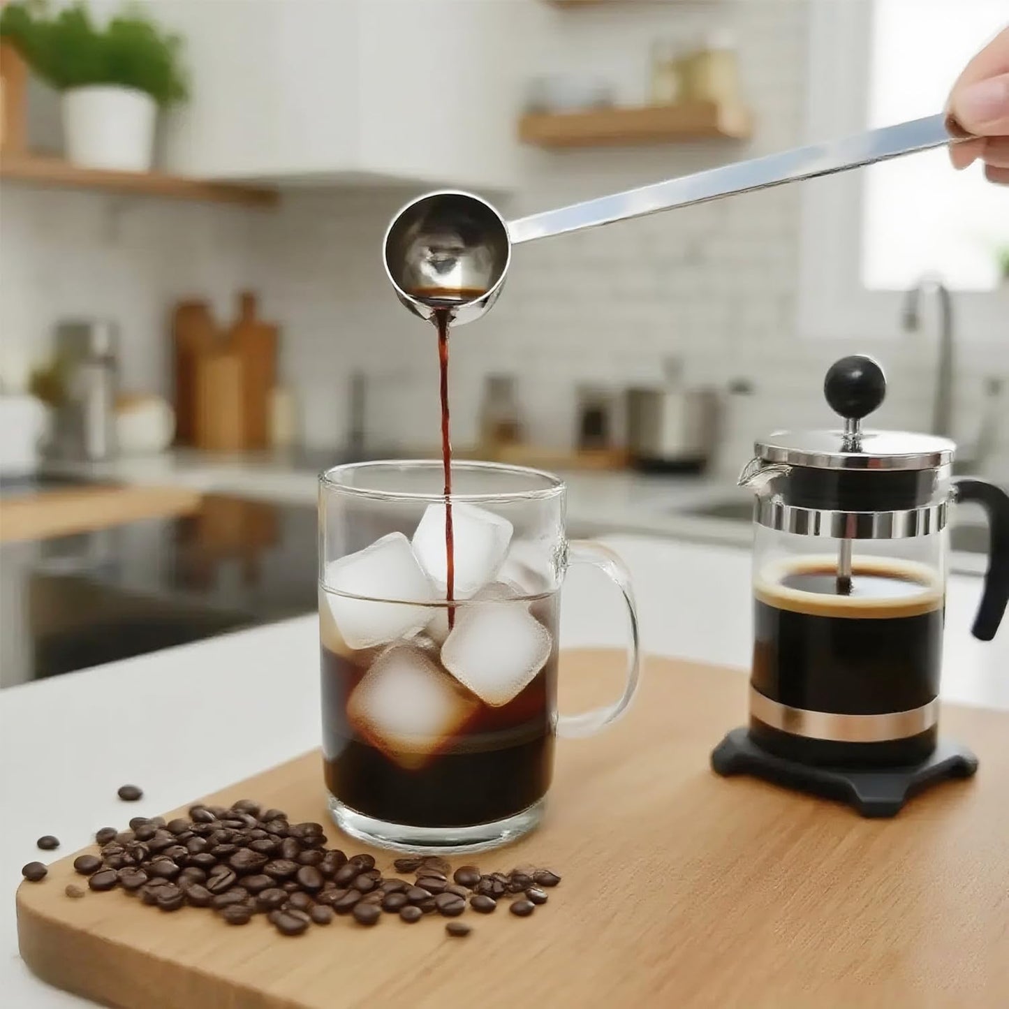 2Pcs Coffee Scoop Spoon - 1 Tbsp (15ml) & 2 Tbsp (30ml) Measuring Tablespoon - Stainless Steel Coffee Measuring Spoon - Long Handle Measuring Spoons for Ground Coffee, Loose Tea and Powder