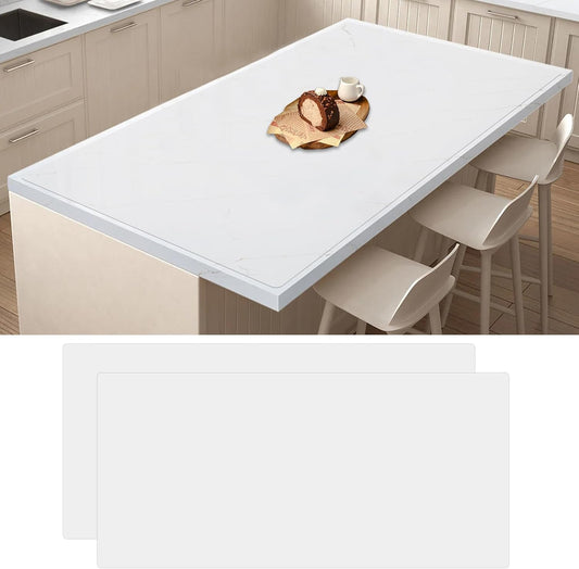 2Pack Large Silicone Mats for Kitchen Counter, 48''x24''(120cmx60cm) Heat Resistant Mat for Kitchen Island, Waterproof Multipurpose Countertop Protector, Semitransparent