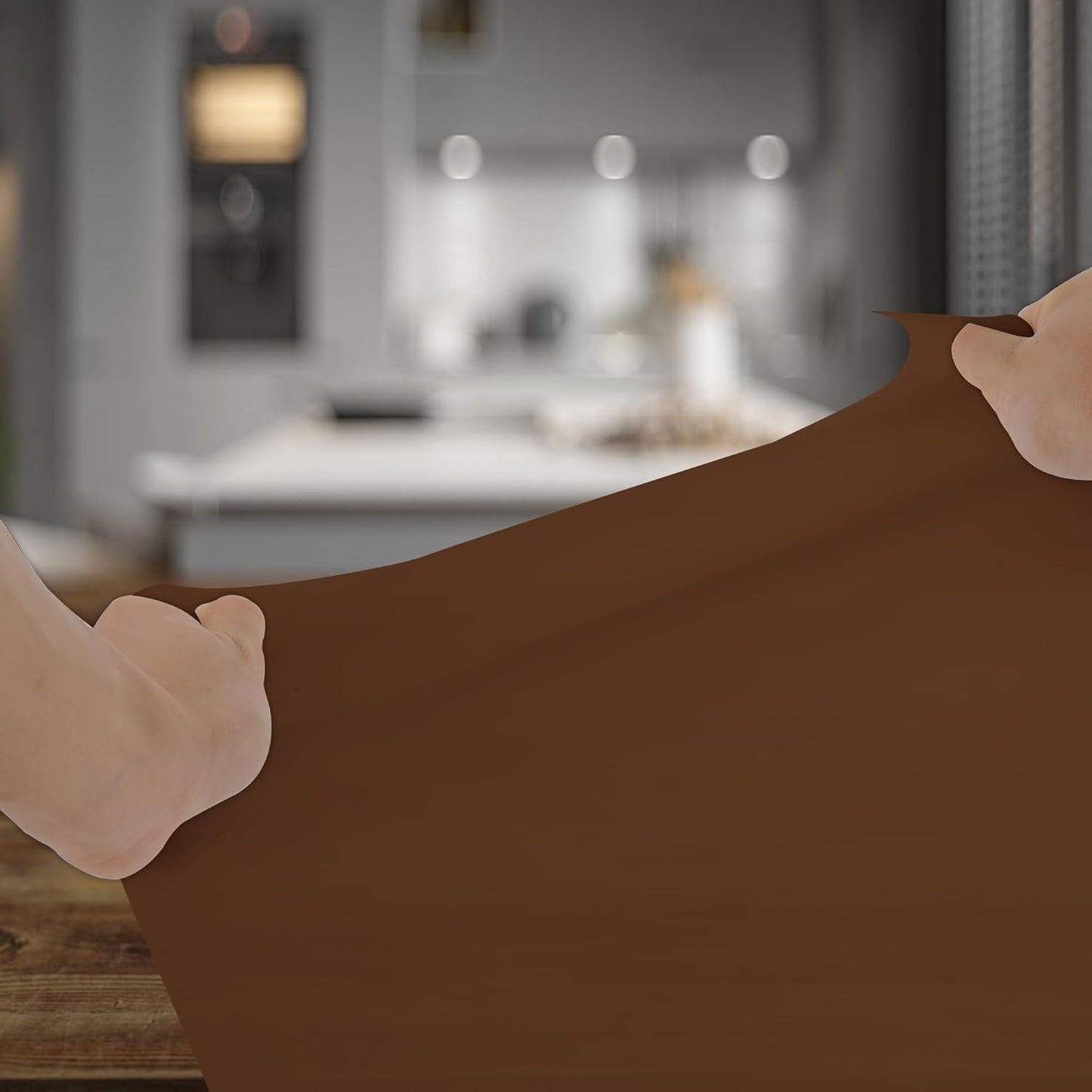 Silicone Mat for Kitchen Counter, Silicone Mat Trimable to Size (Brown, 15.7×11.8inch-4pcs), BPA-Free Silicone Placemat, Heat-Resistant NonSlip Table Mat for Air Fryer, Countertop Protector Mat