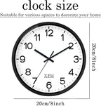 XFM Wall Clock 8 Inch Modern Small Wall Clocks Battery Operated Silent - Image 7