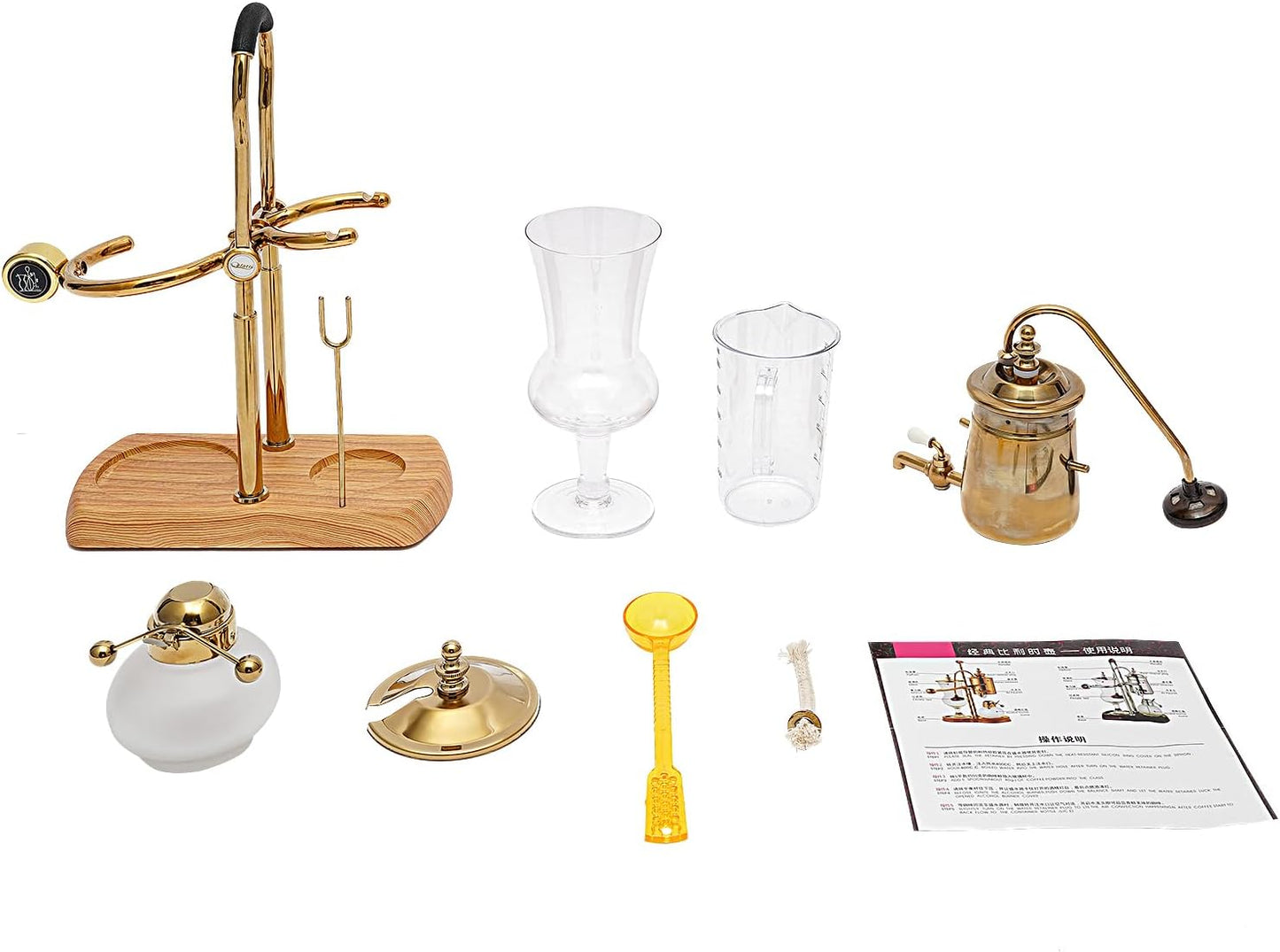 Family Balance Siphon Syphon Coffee Maker Siphon Brewer, Elegant Retro-Style Design (Gold)