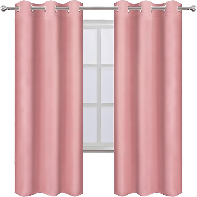 LEMOMO Pink Thermal Blackout Curtains/42 x 72 Inch/Set of 2 Panels Room - Image 2