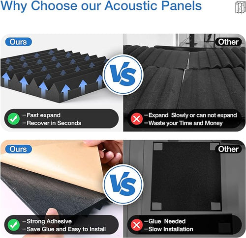 12 Pack Acoustic Panels Self-Adhesive, Acoustic Foam Wedges High Density - Image 2