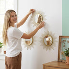 3 Set Gold Sunburst Mirrors for Wall Decorative Metal Mirrors Small Mirror Sets - Image 4