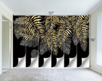 Black and Gold Leaf Mural Bedroom Tropical Botanical Wallpaper Room Plant Decor - Image 4