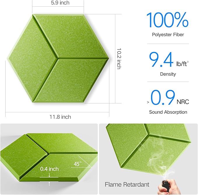 16 Pack Self-Adhesive Acoustic Panels 12" X 10" X 0.4" - Image 3