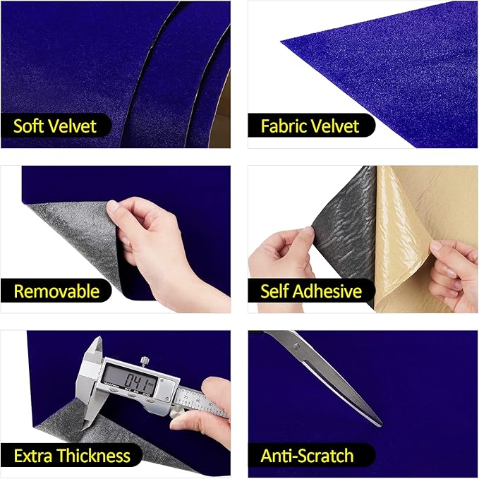 FunStick 15.8"x240" Dark Blue Self Adhesive Velvet Flock Contact Paper Liner - Image 4
