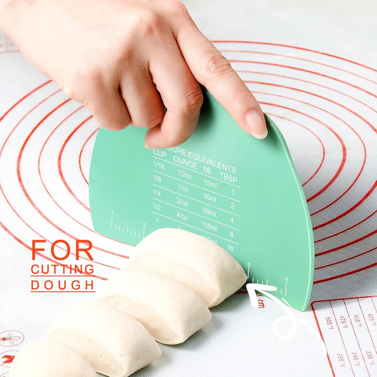 Teenitor 2 Pcs Dough Scraper, Dough Scraper Plastic Bench Scraper, Dough Cutter, Multipurpose Food Scrapers for Dough, Bread Green