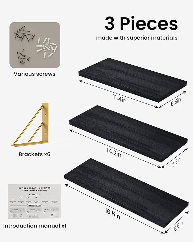 BAYKA Wall Shelves for Bedroom Decor, Floating Shelves for Living Room Kitchen - Image 8