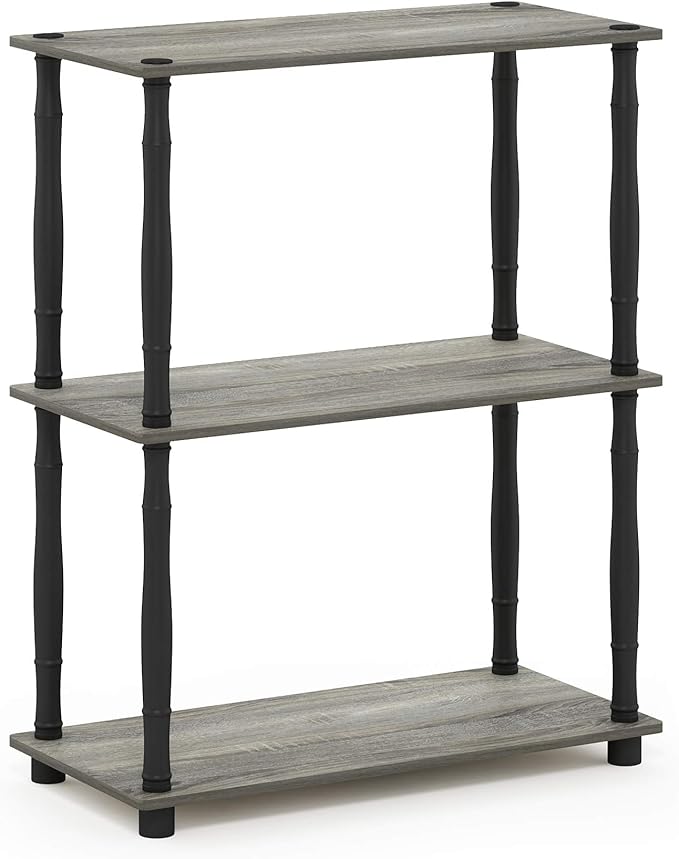 Furinno 18029GYW/BK Turn-N-Tube 3-Tier Compact Multipurpose Shelf Display Rack - Image 4