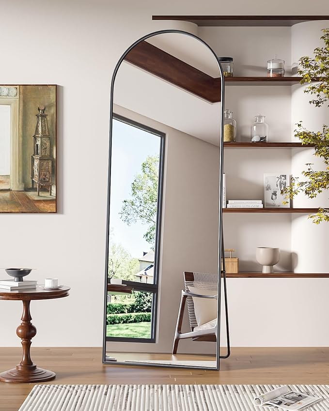 Antok 65" x22” Arched Full Length Floor Mirror, Free Standing/Wall Mount/Leaning - Image 3
