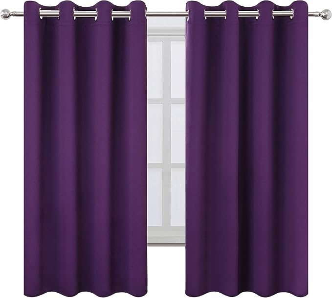 LEMOMO Blackout Curtains 52 x 63 inch/Purple Curtains Set of 2 Panels/Thermal - Image 2