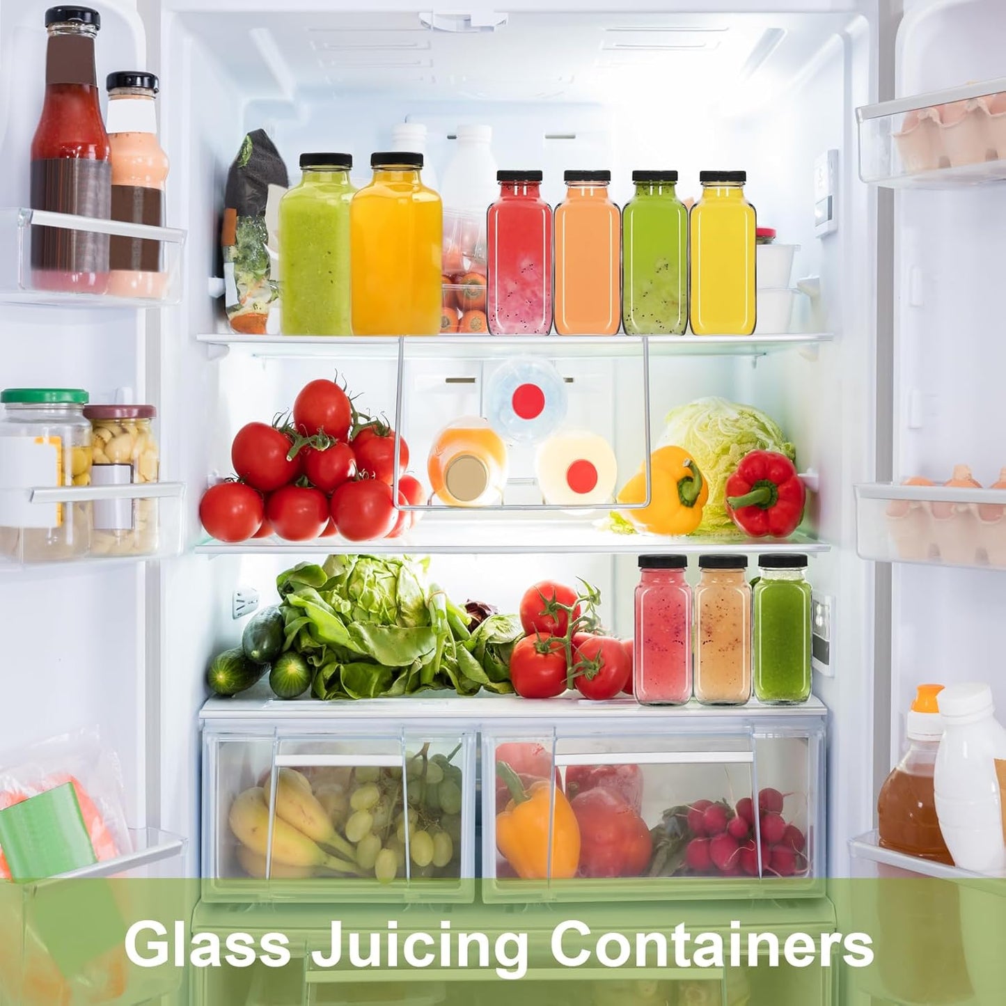 3 pack 8 oz Glass Juice Bottles with Lids, 250 ml Reusable Glass Water Bottles, Empty Drink Containers Drinking Jars with Brush, for Milk, Juicing, Kombucha, Ginger