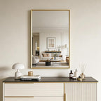 Bathroom Mirror for Wall, 20x30 Inch Metal Framed Mirror, Brushed Gold - Image 8