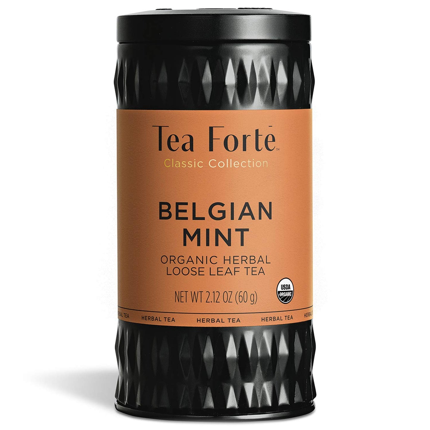 Tea Forte Belgian Mint Premium Organic Loose Leaf Caffeinated Herbal Tea Blend Canister, Makes 35-50 Cups