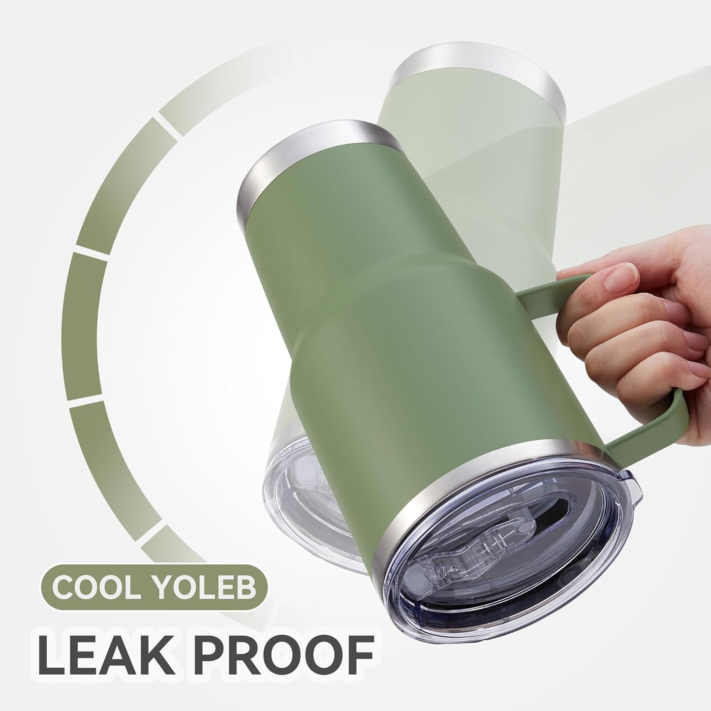 30 oz Tumbler with Handle and Lid, Stainless Steel Tumblers Bulk Double Wall Vacuum Insulated Travel Mug Leak Proof Cup Keep Drinks Cold and Hot Army Green, 8 Pack