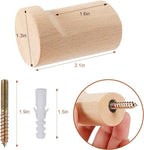bsdonte Wood Wall Hooks 6 Pack, Natural Wooden Coat Hooks Wall Mounted - Image 5