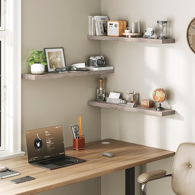 RALGEND Floating Shelves for Wall, 1.5" Thick Wall Shelf Set of 3 - Image 6