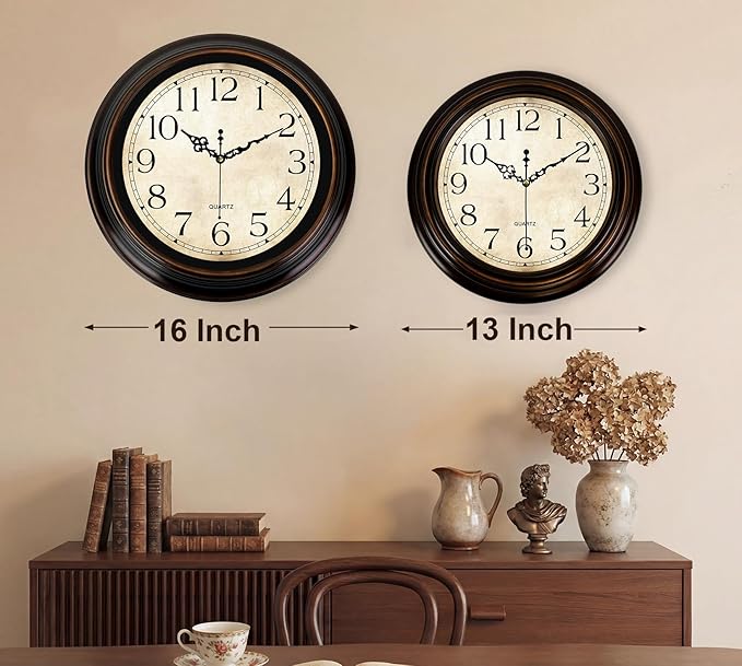 Vintage Wall Clock 13 Inch Quartz Silent Non-Ticking Analog Clock Battery - Image 6